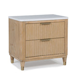 Nightstand With Accented Hardware - Natural Wood