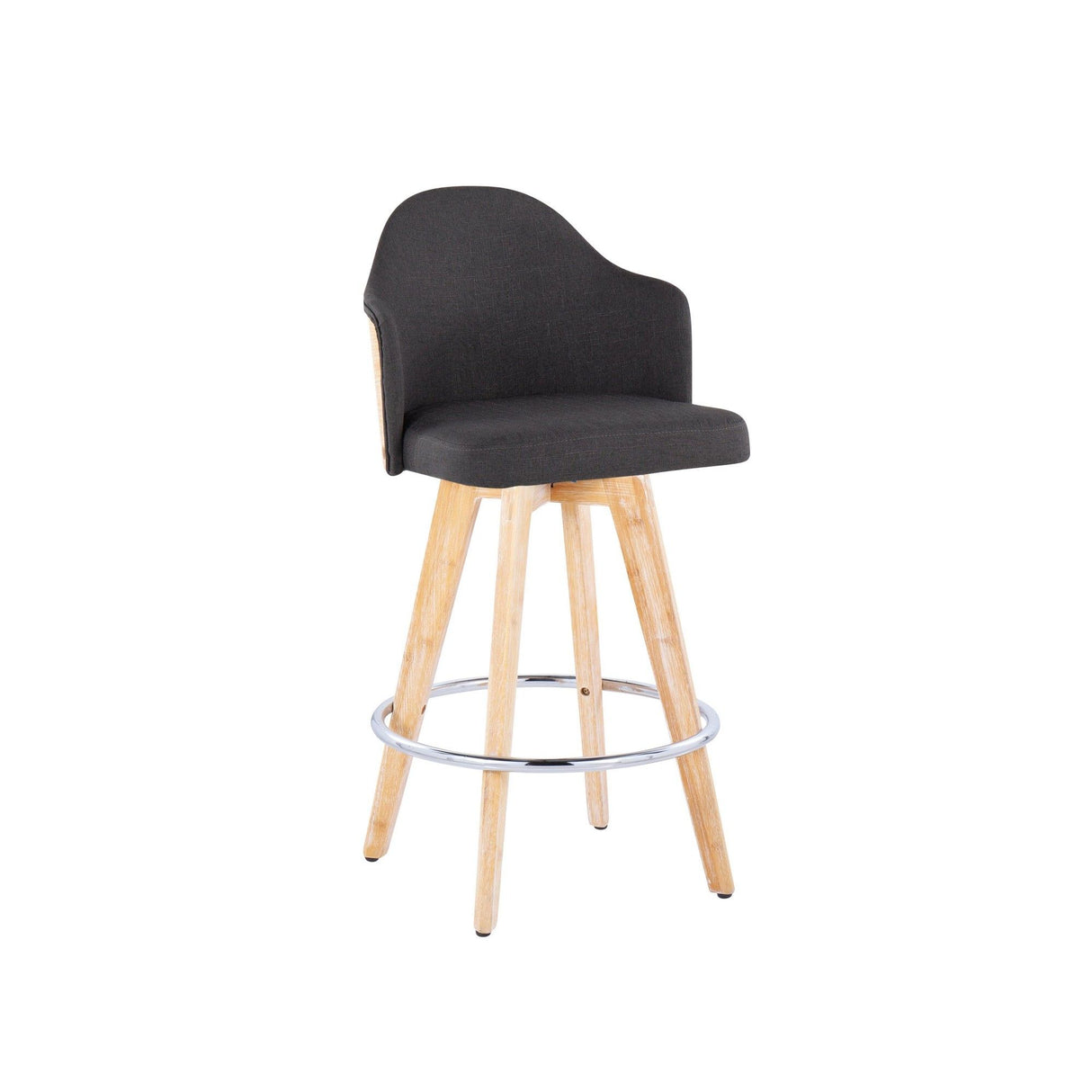 Ahoy - Contemporary Fixed-Height Counter Stool With Natural Bamboo Frame (Set of 2)