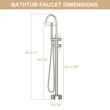 Freestanding Bathtub Faucet Floor Mount Tub Filler With Swivel Gooseneck Spout And Cylinder Handheld