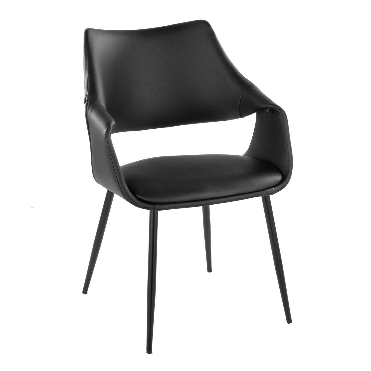 Curvo - High Back Upholstered Chair (Set of 2) - Black Metal Legs