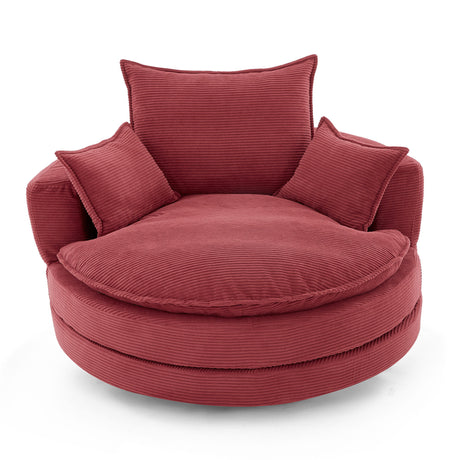 360° Swivel Accent Barrel Chair With Dual Layer Cushion And 3 Removable Pillows
