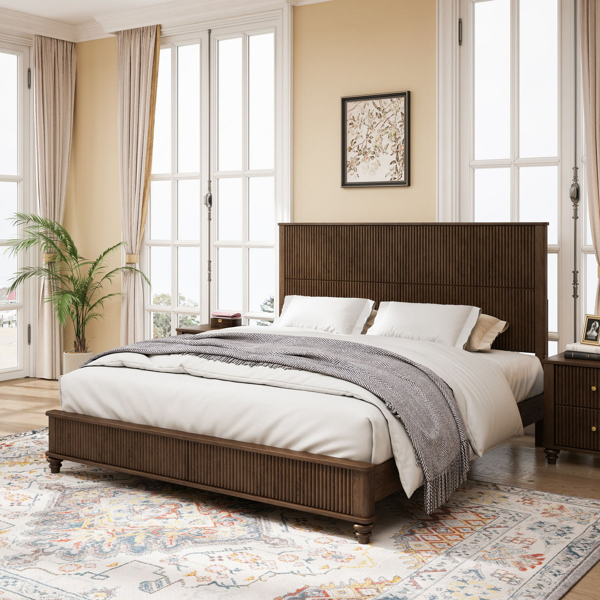 Platform Bed Frame With Tall Headboard