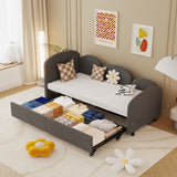 Modern Velvet Upholstered Daybed With Additional Bed Frame