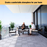 Interlocking Deck Tiles Striped Pattern, Square Acacia Hardwood Outdoor Flooring For Patio, Bancony, Pool Side