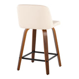 Toriano - 24" Fixed-Height Counter Stool (Set of 2) - Walnut & Black Base
