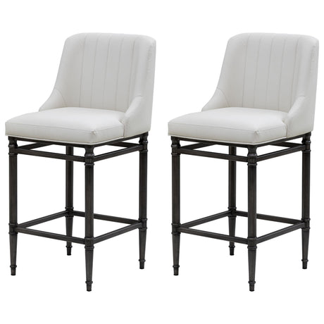 Marvin - Steel Frame Faux Leather Upholstered Bar Height Barstool