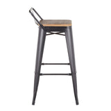Oregon - Industrial Low Back Barstool (Set of 2) - Black Metal And Wood-Pressed Grain Bamboo