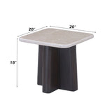 Jacory - End Table With Bottocino Marble Top - Beige / Espresso
