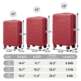 3 Pieces Set 20" / 24" / 28" Spinner Wheel Luggage With Combination Lock