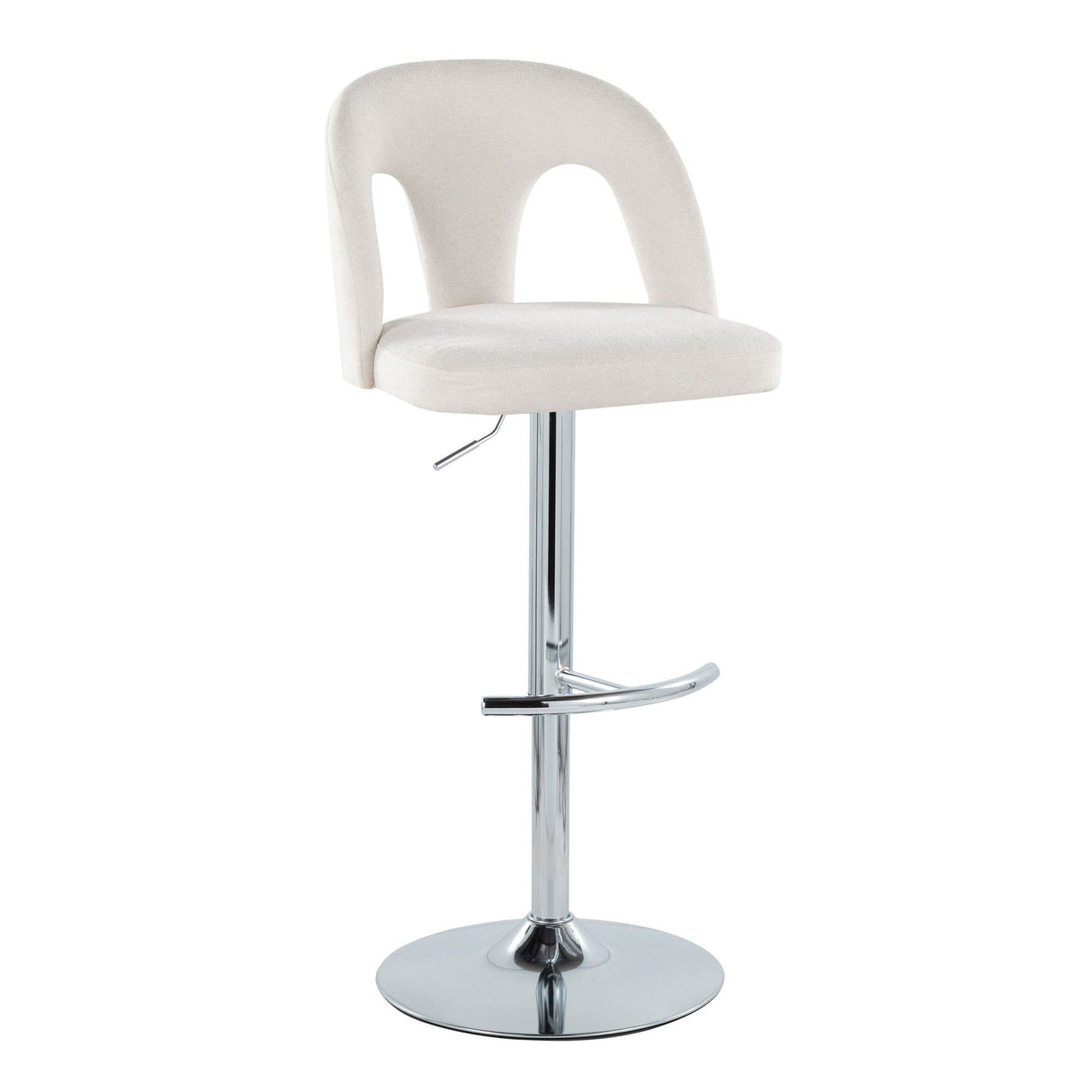 Ava - Upholstered Adjustable Barstool (Set of 2) - Chrome Metal