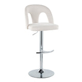 Ava - Upholstered Adjustable Barstool (Set of 2) - Chrome Metal