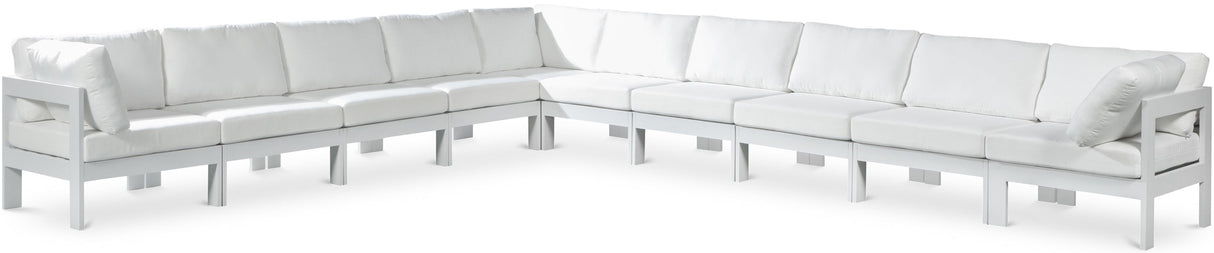 Nizuc - Outdoor Patio 10 Piece Modular Sectional With White Frame