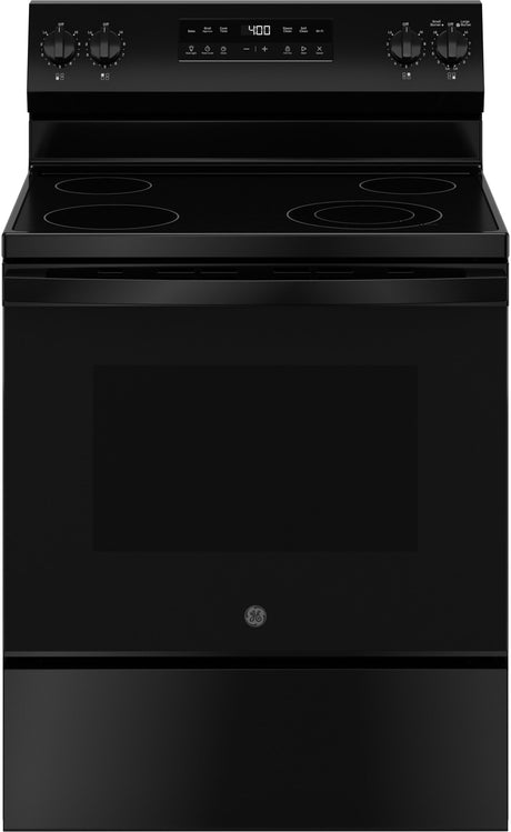 GE GRF400PVBB 30-inch Smart Electric Range Black - Front View