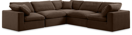 Comfy - 5 Piece Velvet Modular Corner Sectional