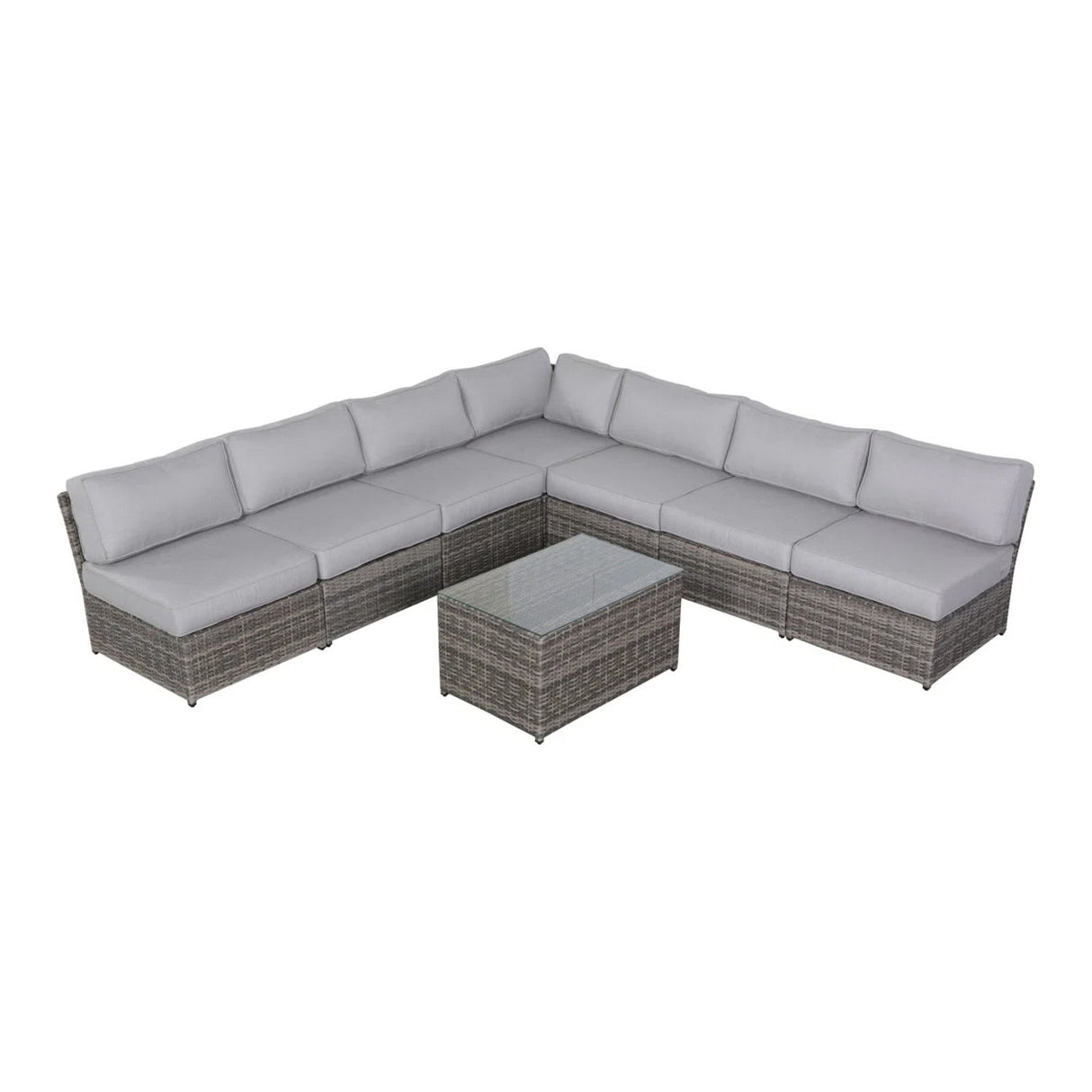 Comfortable Modern Patio Rattan Sectional Set With Cushions