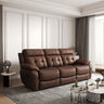 Genuine Leather Non Power Reclining Sofa With Drop Down Table, Stainless Steel Cupholders And Magazine Bag