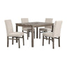 5 Piece Transitional Dining Set With Table And Upholstered Chairs