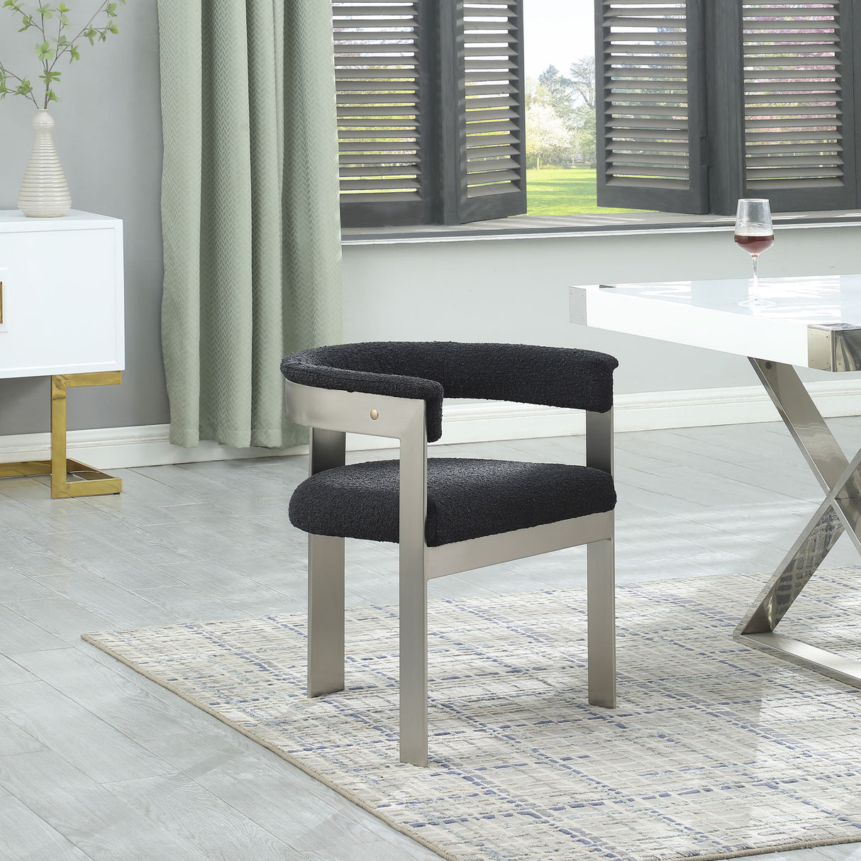 Romeo - Boucle Dining Chair With Silver Base (Set of 2)