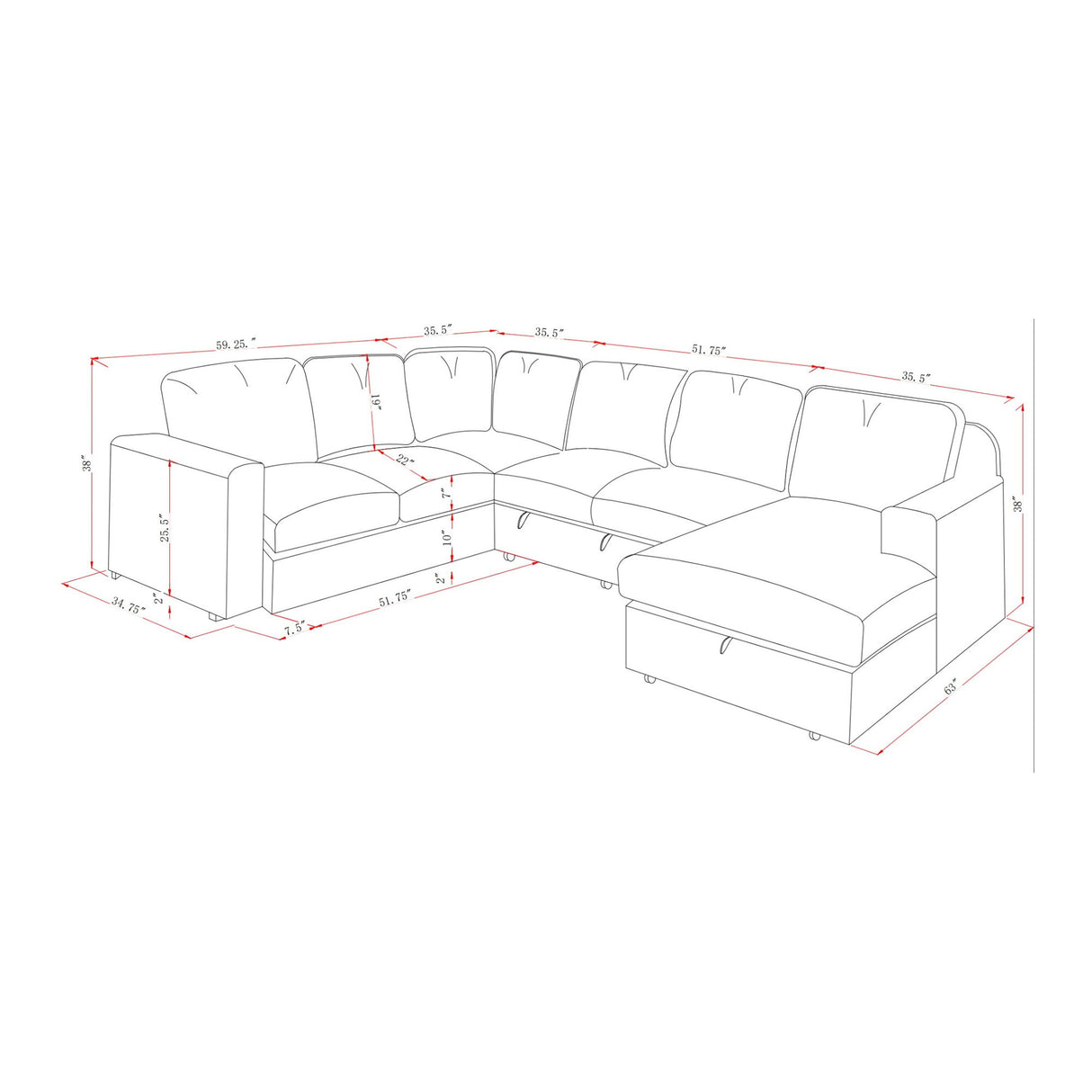 Melody - Sectional Sofa With Cushioning