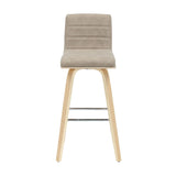 Vienna - 39.5" Swivel Bar Height Square Back Wood Bar Stool With Faux Leather Seat