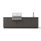 Blaze Sunset 10-Ft Outdoor Kitchen Island w/ 32-Inch Marine Grade LTE+ Propane Grill, Sink in Gunmetal w/ Aeris Countertop
