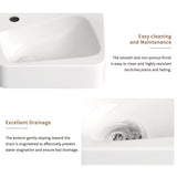Wall Mounted Rectangle Vessel Sink With Faucet & Drain - Milk White