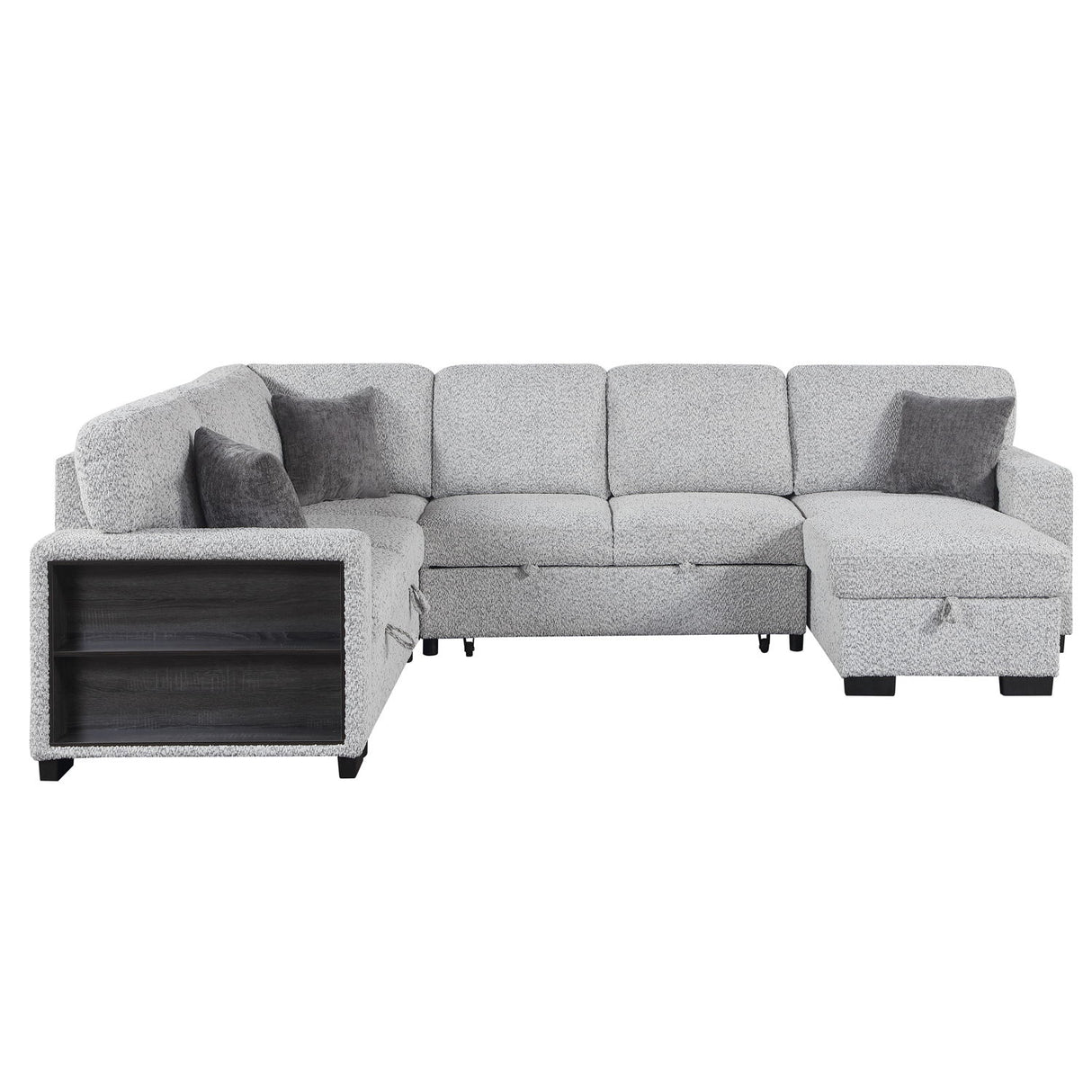 Giza - Modular Sectional Sofa With Sleeper, Storage, USB Charging - Gray