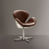 Brancaster - Accent Chair With Swivel - Retro Brown Top Grain Leather & Aluminum