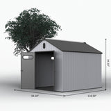 Resin Plastic Storage Shed For Backyard Garden With Spire Tool Storage