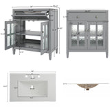 Bathroom Vanity With Ceramic Sink, Adjustable Shelf & Tip Out Tray