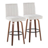 Hannah - 30" Fixed-Height Barstool With Swivel And Round Black Metal Footrest (Set of 2) - Walnut Wood