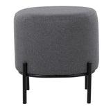 Daniella - Contemporary Foot Stool - Black Metal And Gray Fabric