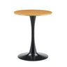 Round Dining Table With Faux Wood Top And Metal Pedestal, 23.6" Circle Table For Kitchen, Living Room, Small Spaces