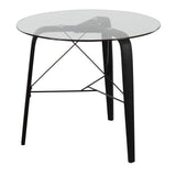 Trilogy - Mid-Century Modern Round Dinette Table - Black Wood With Clear Glass Top
