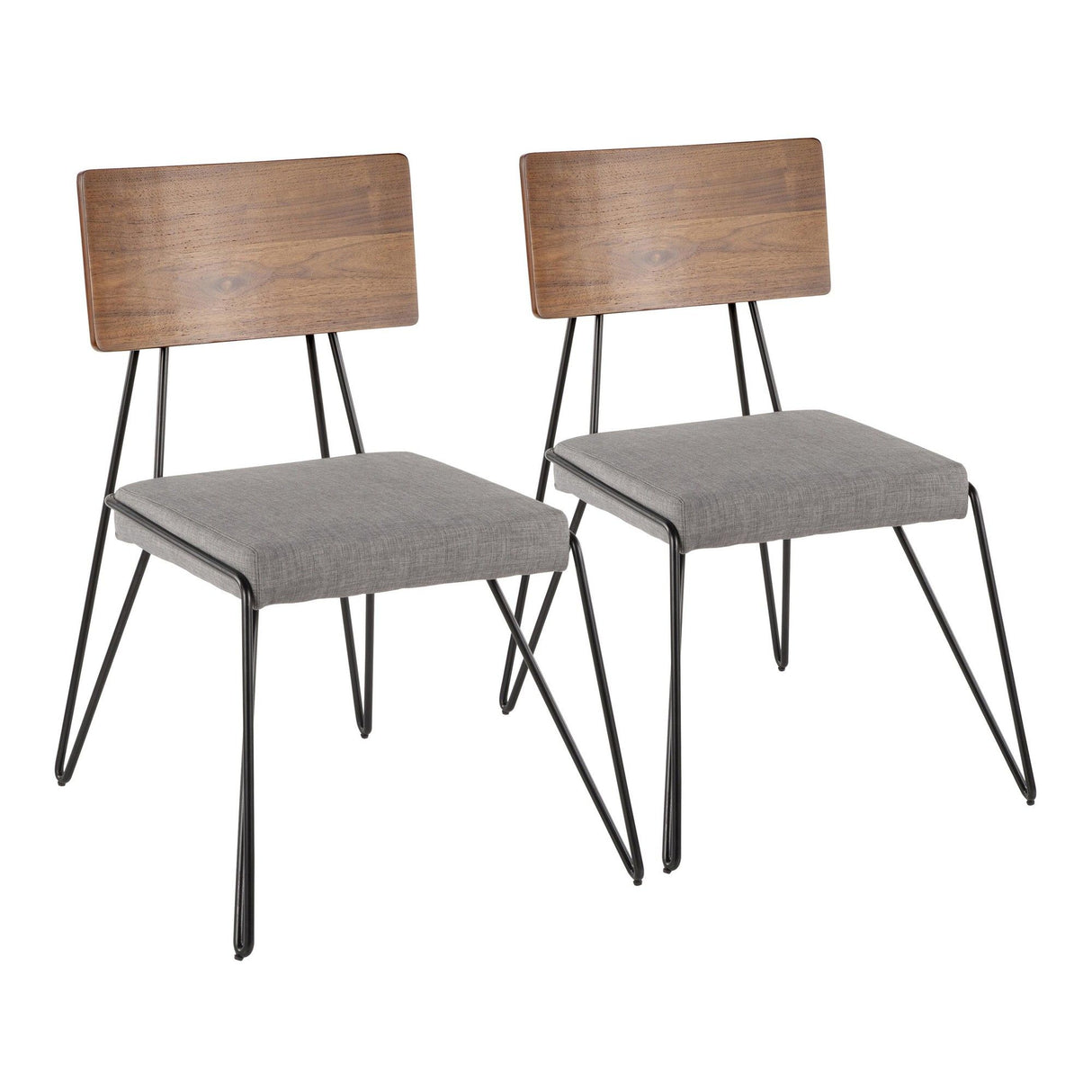 Loft - Chair - Black Metal With Gray Fabric And Walnut Wood Accent (Set of 2)