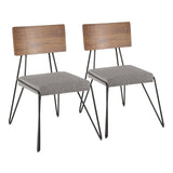 Loft - Chair - Black Metal With Gray Fabric And Walnut Wood Accent (Set of 2)