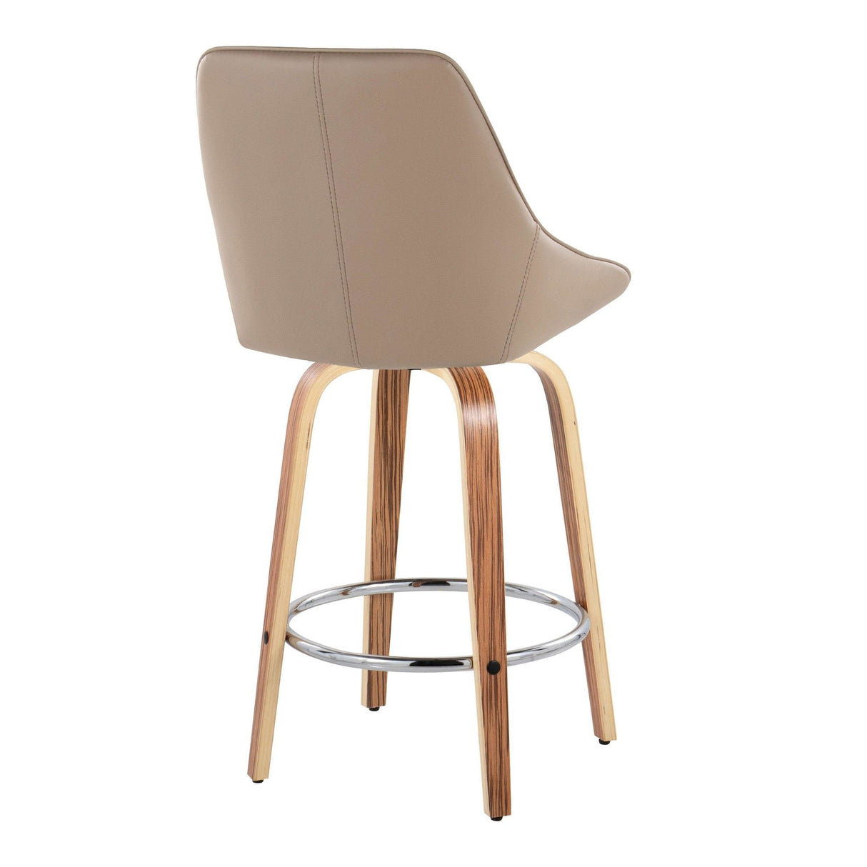 Diana - 26" Fixed-Height Counter Stool With Swivel And Round Chrome Metal Footrest (Set of 2) - Zebra Wood