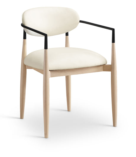 Riccio - Faux Leather Dining Arm Chair (Set of 2) - Natural Frame