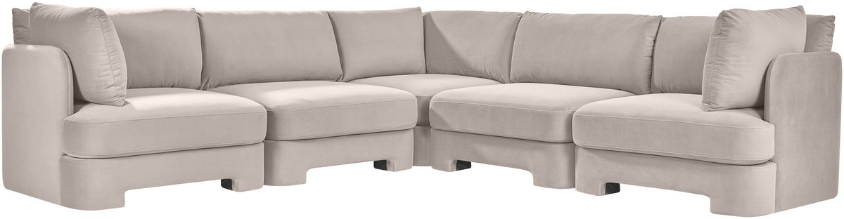 Hammond - Velvet Performance Fabric Upholstered 5 Piece Corner Sectional