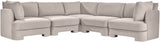 Hammond - Velvet Performance Fabric Upholstered 5 Piece Corner Sectional
