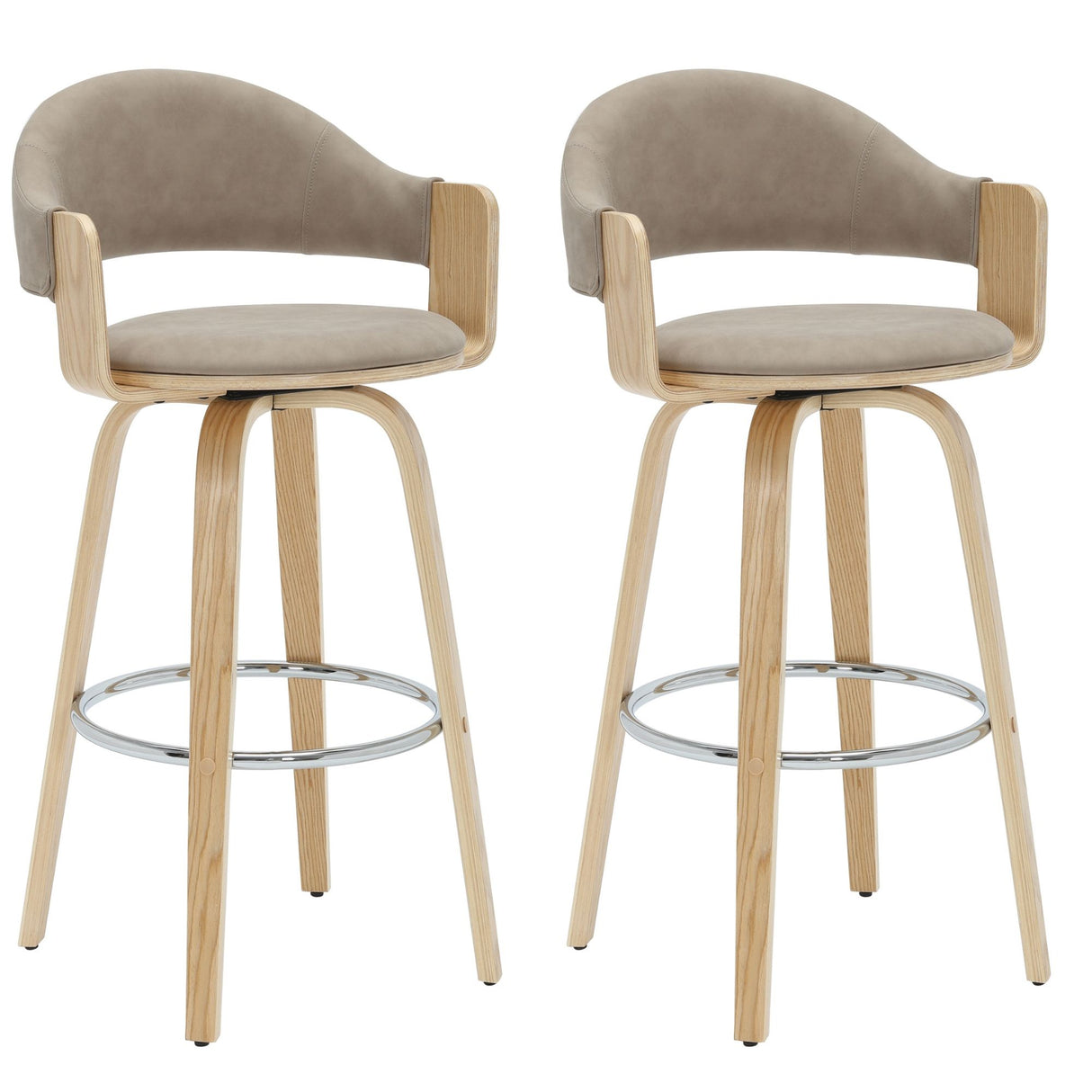 Daxton - Swivel Bar Height Round Back Wood Bar Stool With Faux Leather Seat