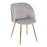 Fran - Pleated Chair (Set of 2) - Gold Metal And Pleated Silver Velvet