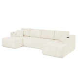 U - Shaped Sectional Sofa, Cup Holders & Side Pockets For Living Room