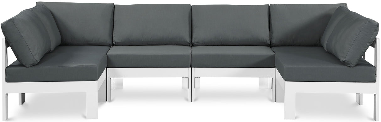 Nizuc - Outdoor Patio 6 Piece Modular Sectional With White Frame