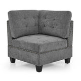 Modular Corner Sofa With Chenille Upholstery - Gray