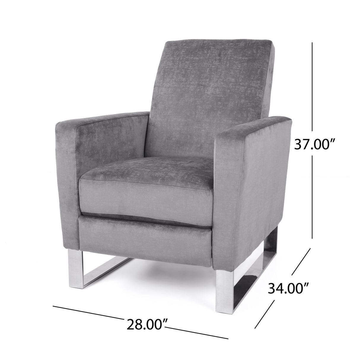 Bolt - Upholstered Recliner Chair With Stainless Steel Base - Gray / Chrome