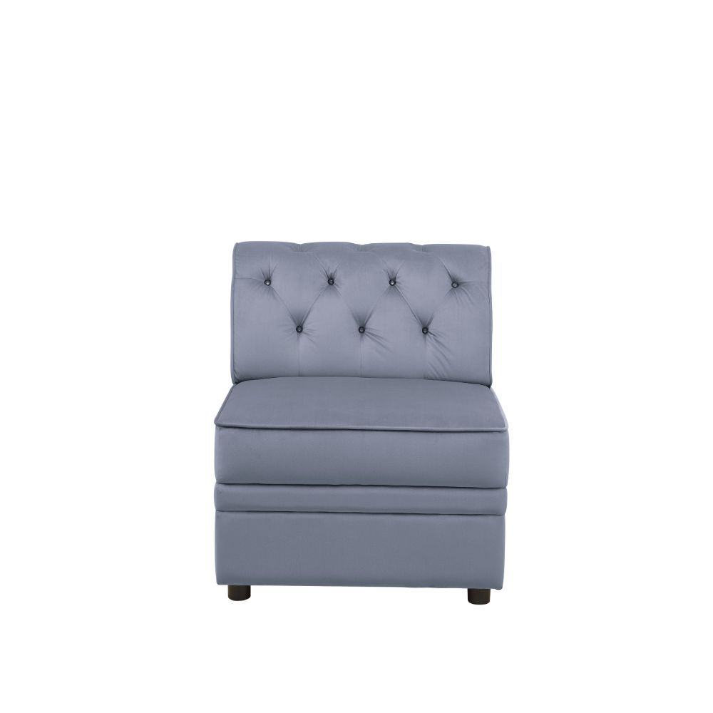 Bois II - Modular Armless Chair - Gray Velvet