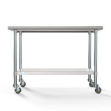 30" x 48" 18-Gauge 304 Stainless Steel Commercial Work Table with Casters, CT3048-18C.