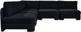 Hammond - Velvet Performance Fabric Upholstered 5 Piece Armless Sectional