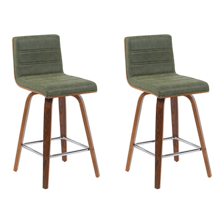 Vienna - Modern Counter Height Swivel Bar Stool - Walnut Finished Wood Frame